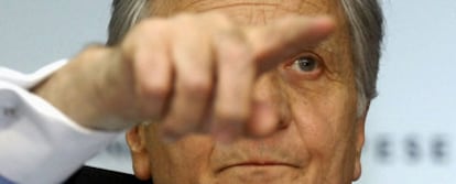 Jean-Claude Trichet, durante la rueda de prensa posterior a la reunión del consejo del Banco Central Europeo.