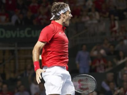 Roger Federer tras ganar el quinto partido y la eliminatoria de Copa Davis.
