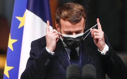 Emmanuel Macron, presidente de Francia, el martes en Brest.