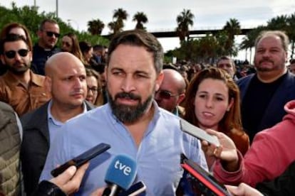 Vox leader Santiago Abascal commented on the ERE ruling during a visit to Almería.