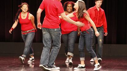 Un momento de 'Glee'. Desde la izquierda: Jenna Ushkowitz, Cory Monteith, Amber Riley, Lea Michele y Chris Colfer.