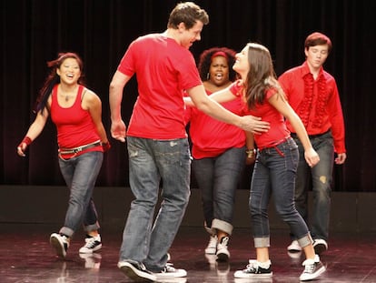 Un momento de 'Glee'. Desde la izquierda: Jenna Ushkowitz, Cory Monteith, Amber Riley, Lea Michele y Chris Colfer.