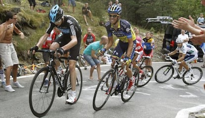 Valverde, Froome y Purito Rodriguez en la ascensión al Coll de la Gallina