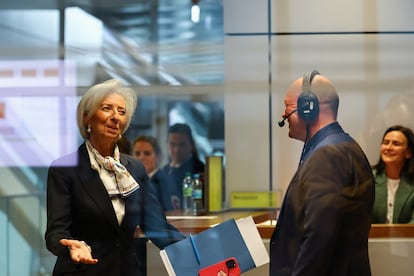 Christine Lagarde, durante una conferencia de prensa en Fráncfort.