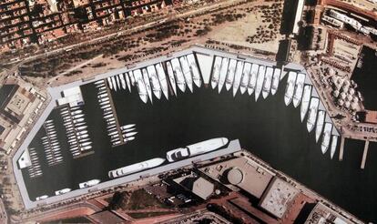 Imagen virtual del puerto de lujo que se prevé realizar en Barcelona.