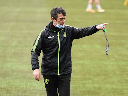 Pacheta en un entrenamiento del Huesca.