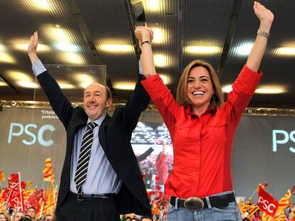 Rubalcaba y Chacón, en la campaña de las elecciones generales, el pasado 17 de noviembre en Barcelona.