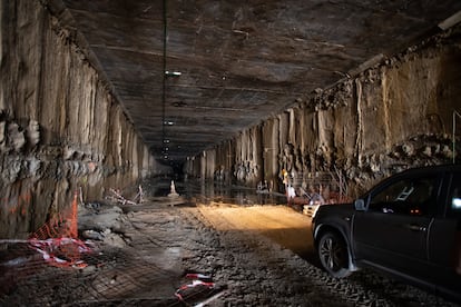 Estado del túnel subterráneo en el puerto de Cádiz, el pasado 4 de agosto.