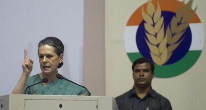 Sonia Gandhi, en su discurso al lanzar el programa.
