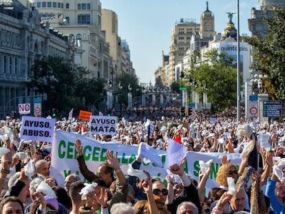 Manifestación en el centro de Madrid, el domingo 17 de noviembre, en defensa de la sanidad pública.