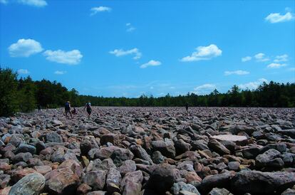 Visitantes en el Boulder Field, en el el Hickory Run State Park.