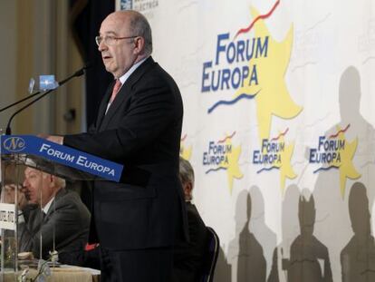 El comisario europeo de la Competencia, Joaquín Almunia, en la conferencia pronunciada en en el Fórum Europa.
