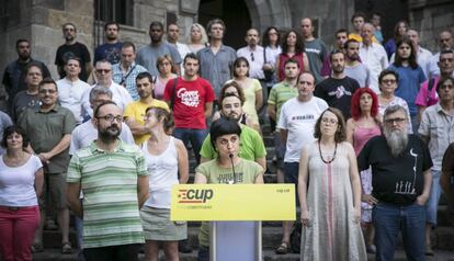 El acto de la CUP en la plaza del Rey. 