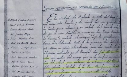 Una copia del acta de la comisión municipal que investigó el caso de abusos en Orihuela. 