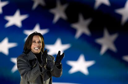 La vicepresidenta de Estados Unidos, Kamala Harris, el 2 de noviembre de 2020,  en Filadelfia, Pensilvania.