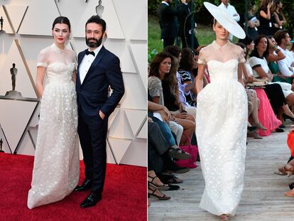 Marta Nieto junto a Rodrigo Sorogoyen (director del corto nominado, 'Madre'), a su llegada a la ceremonia de los Oscar.