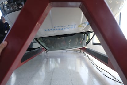 En la imagen, un simulador de vuelco instalado en la escuela de conducción Ilunion, ubicada en Brunete.