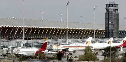 Aviones de Iberia en el aeropuerto de Madrid-Barajas