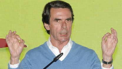 José María Aznar, el pasado 6 de abril en un acto celebrado en Elche.