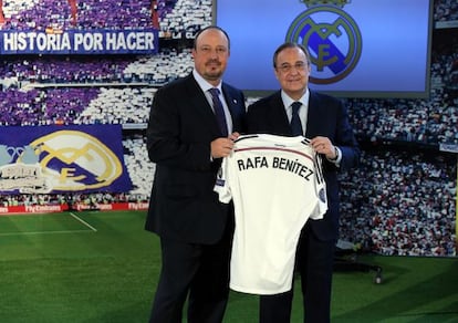 Florentino Perez presenta al nuevo entrenador del Real Madrid, Rafa Benítez
