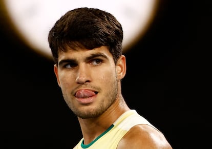 Alcaraz, durante el partido contra Zverev.