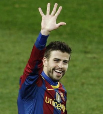 Piqué celebra el 5-0 del 2011.