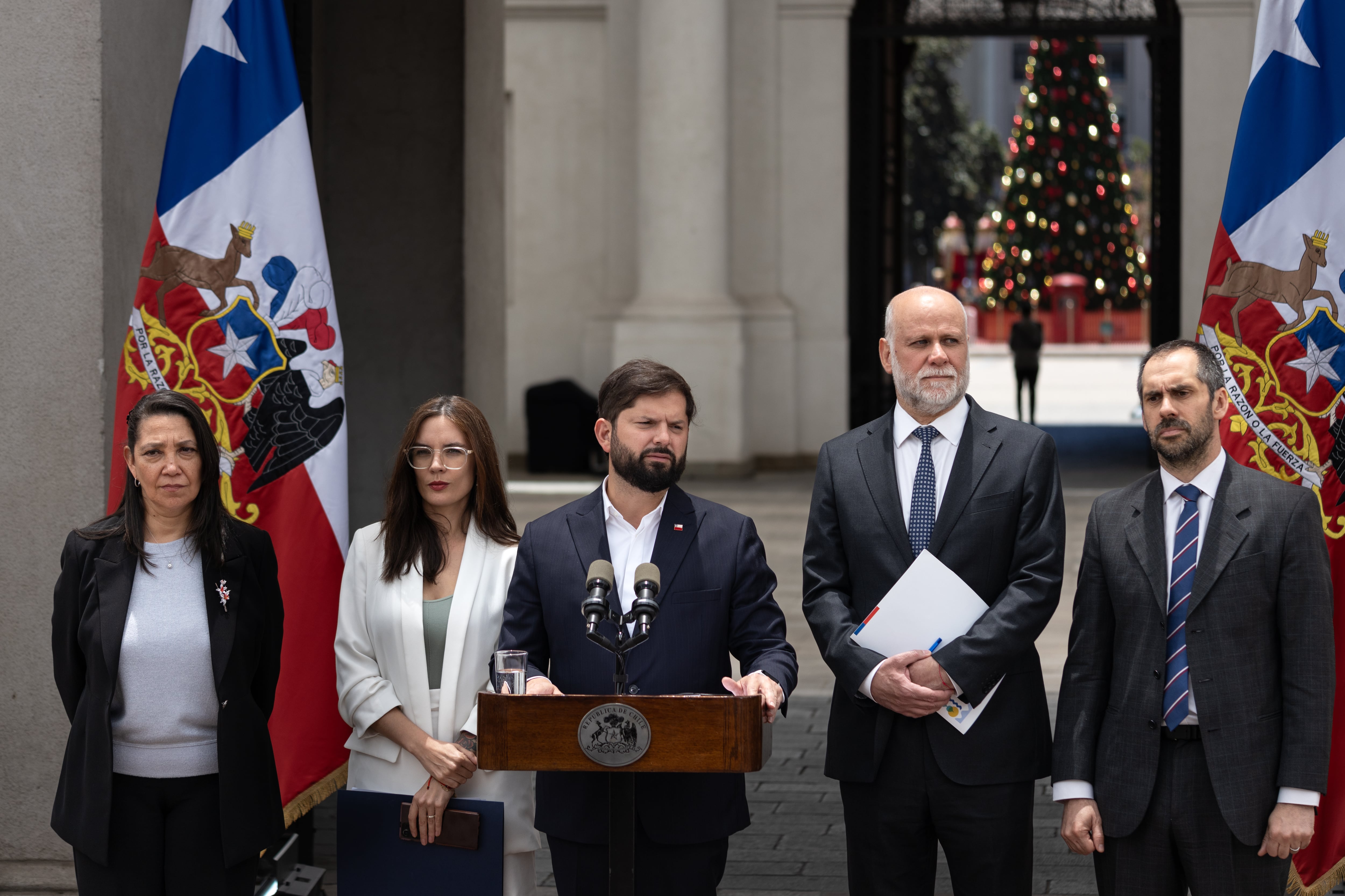 Macarena Lobos, Camila Vallejos, Gabriel Boric, Álvaro Elizalde y Nicolás Grau, en Santiago.