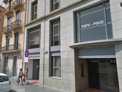 Sede del PSPV-PSOE en la calle de la Blanqueria de Valencia.