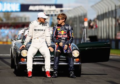 Schumacher y Vettel, en Melbourne.