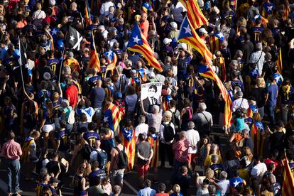 Manifestación en la plaza de España de Barcelona en la Diada de 2023.