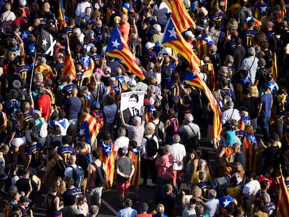 Manifestación en la plaza de España de Barcelona en la Diada de 2023.