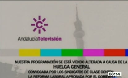 Imagen de la carta de ajuste emitida ayer por Canal Sur y captada en una televisión.