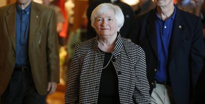 Janet Yellen a su llegada al simposio de Jackson Hole