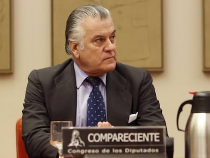 Luis B&aacute;rcenas ayer en el Congreso durante su comparecencia en la comisi&oacute;n de investigaci&oacute;n.