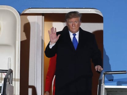 El presidente Donald Trump a su llegada a Reino Unido