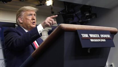 El presidente de Estados Unidos, Donald Trump, ayer, en rueda de prensa.