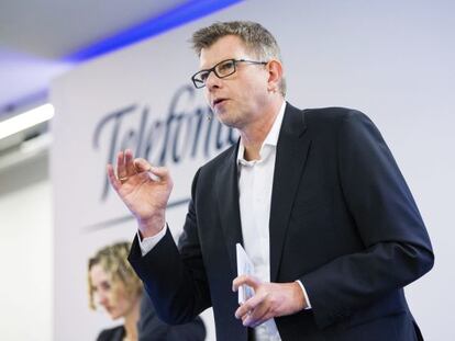 El consejero delegado de Telef&oacute;nica Deutschland, Thorsten Dirks, ayer en D&uuml;sseldorf (Alemania).