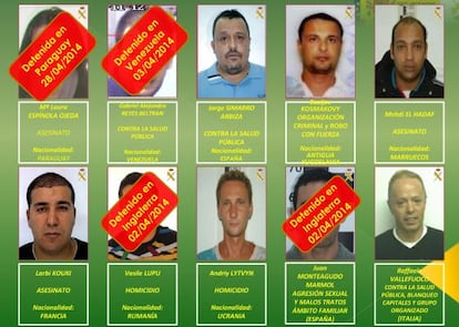 Los más buscados por la Guardia Civil, cuatro de ellos detenidos en 2014