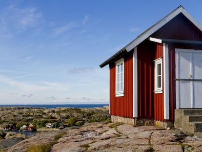 Una cabaña típica en la costa de Bohuslän, en Suecia.