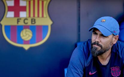 Víctor Valdés, durant un partit del juvenil del Barça.