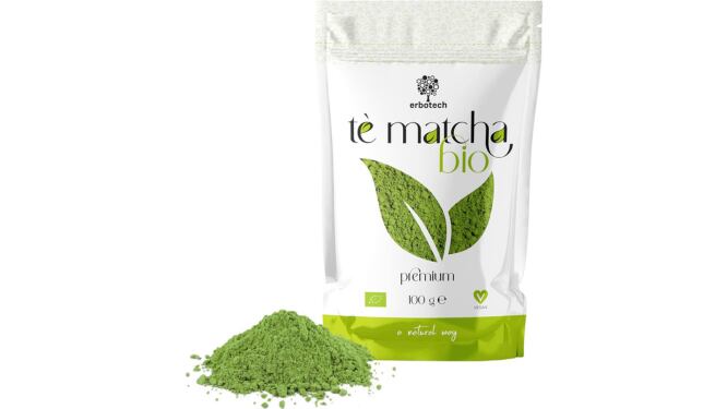 Empaque Té Matcha Premium de la marca Erbotech.