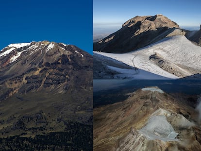 Imágenes del glaciar Ayoloco en la cumbre del Iztaccíhuatl