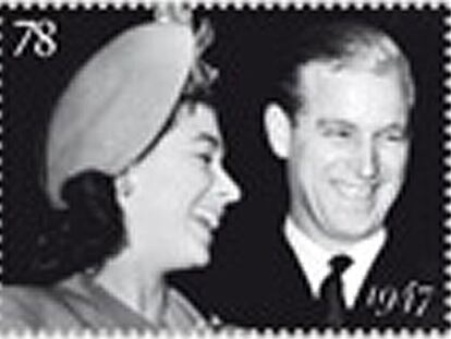 Sello de Isabel II y Felipe de Edimburgo en 1947