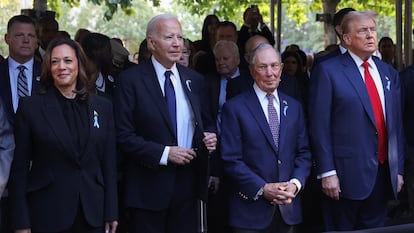 Kamala Harris, Joe Biden, Micheal Bloomberg y Donald Trump en la conmemoración del ataque del 11 de septiembre en Nueva York, este miércoles.