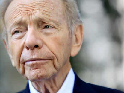 Former U.S. Senator Joe Lieberman prepares to speak in New York City, U.S., September 19, 2023.