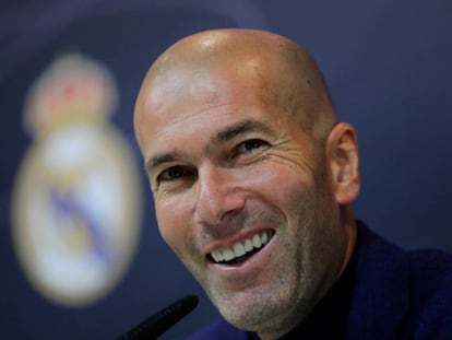 Zinedine Zidane, em uma coletiva de imprensa com o Real Madrid, no ano passado.