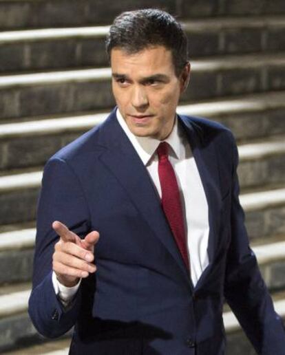 Pedro Sánchez abans del "cara a cara" amb Mariano Rajoy.