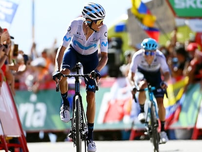 Enric Mas, de Movistar Team, cruzando la línea de meta de la 15ª etapa de la Vuelta a España.