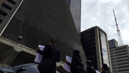 Protesta en la Avenida Paulista el 13 de mayo.