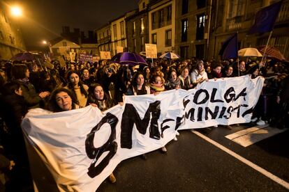 Cabecera de la manifestación en Santiago de Compostela.